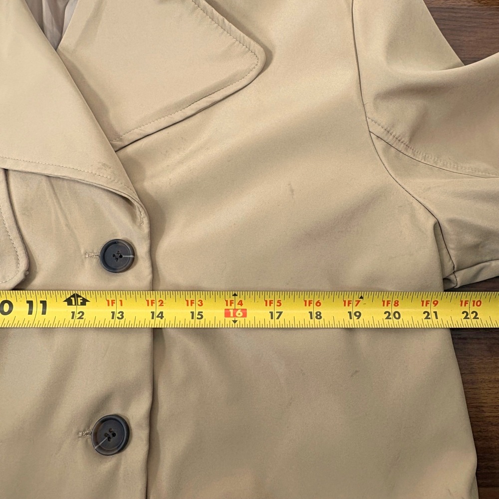 RSQ Cropped Trench Jacket Womens Medium Tan Double Breasted Belted Chic Utility - Picture 6 of 11